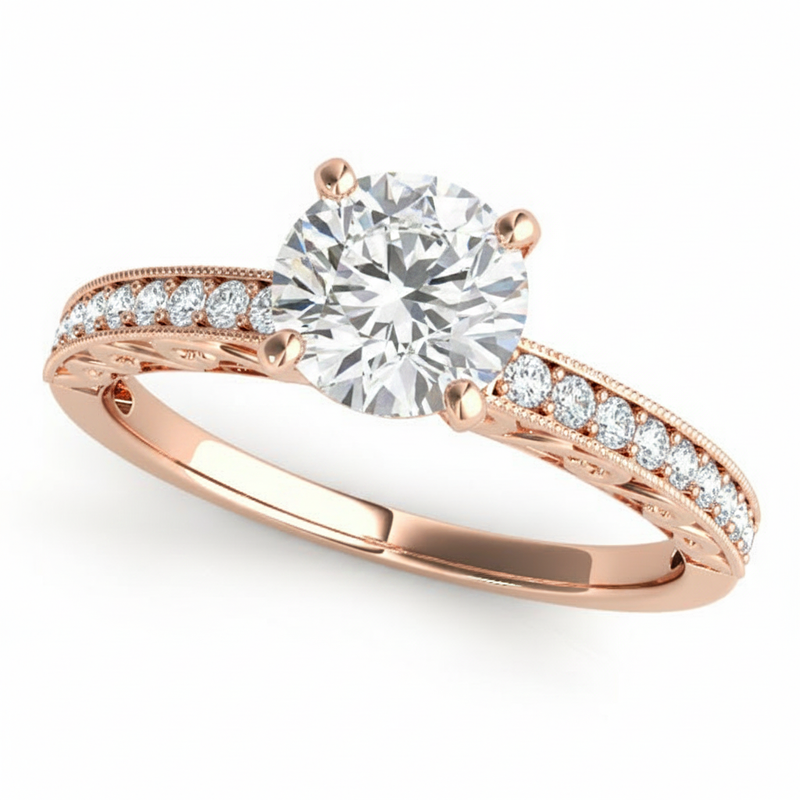 Antique Engagement Ring (50471-E) — Rose Gold