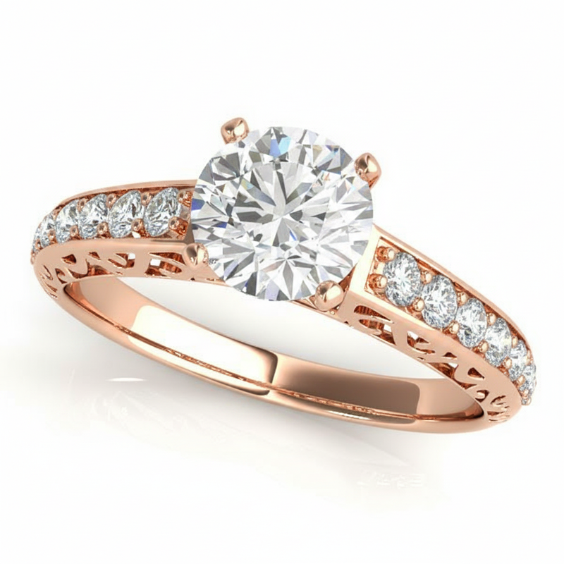 Antique Engagement Ring (50609-E) — Rose Gold