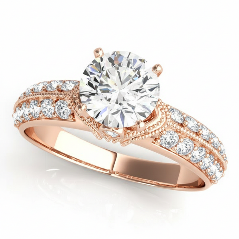 Antique Engagement Ring (50616-E) — Rose Gold