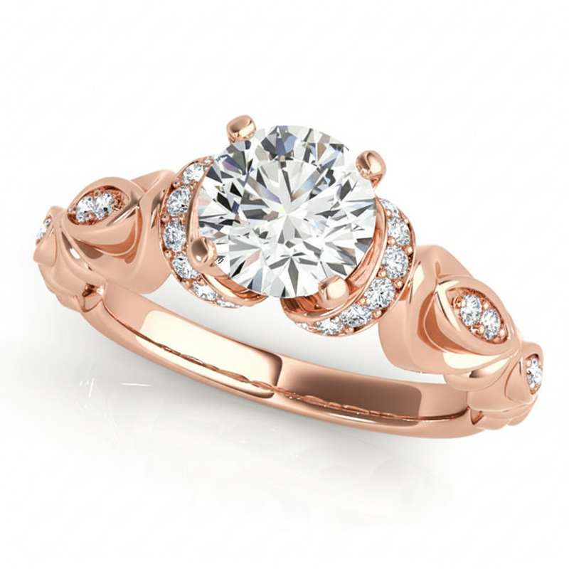 Antique Engagement Ring (50667-E) — Rose Gold