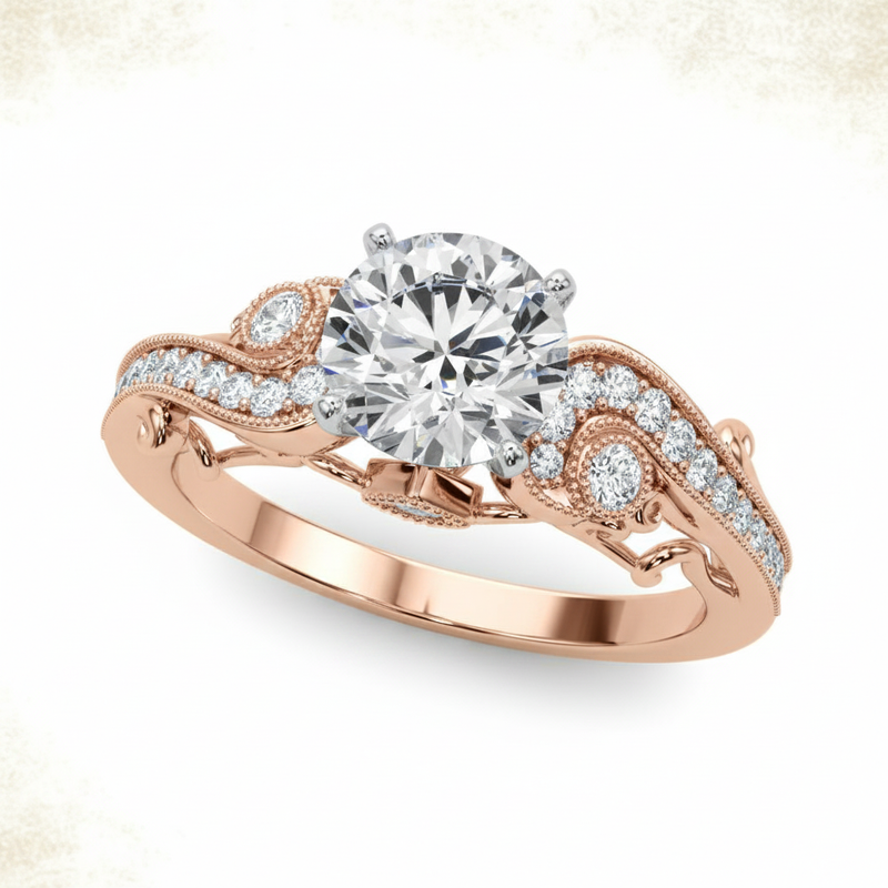 1/5 ctw Natural Antique Engagement Ring — Rose Gold