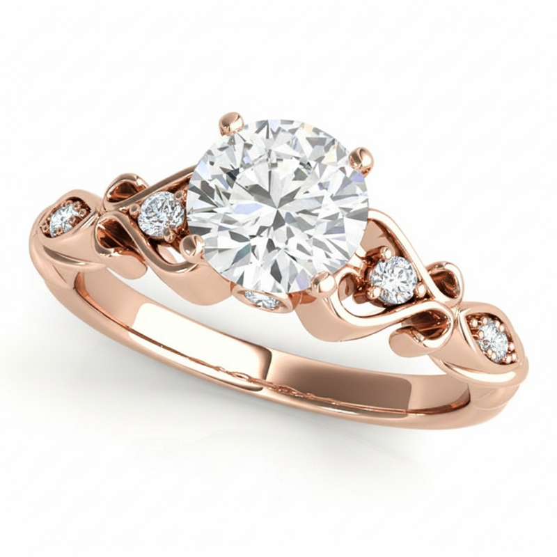 1/10 ctw Natural Antique Engagement Ring — Rose Gold
