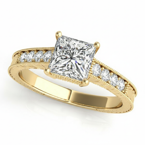 2 ctw Lab-Grown Antique Engagement Ring — Yellow Gold