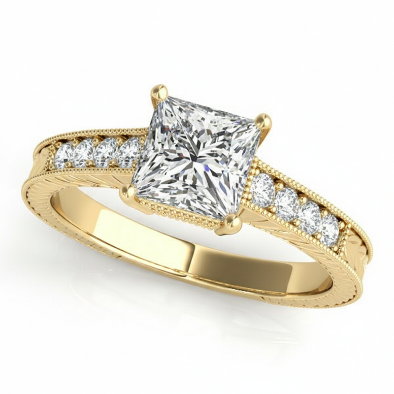 2 ctw Lab-Grown Antique Engagement Ring — Yellow Gold