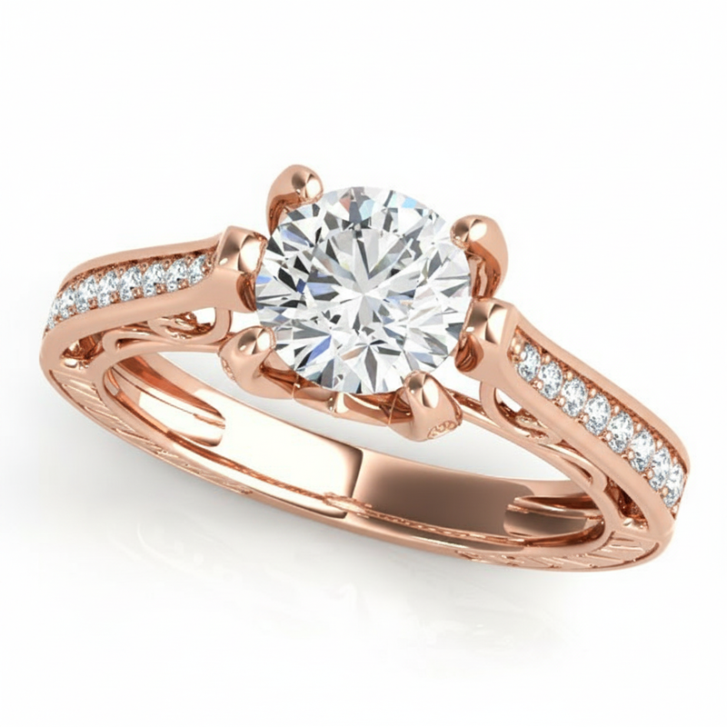 1 1/4 ctw Natural Antique Engagement Ring — Rose Gold