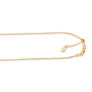 14K Gold 0.80mm Adjustable Octagonal Snake Chain