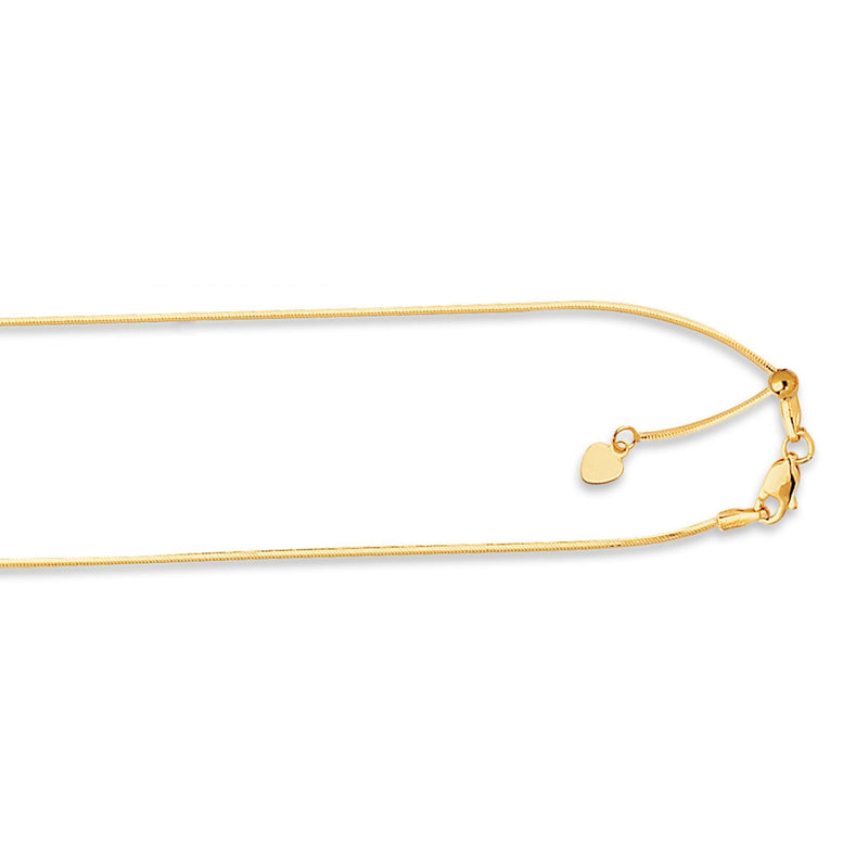 14K Gold 0.80mm Adjustable Octagonal Snake Chain