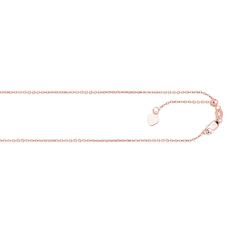 14K Gold 1.1mm Adjustable Diamond Cut Cable Chain