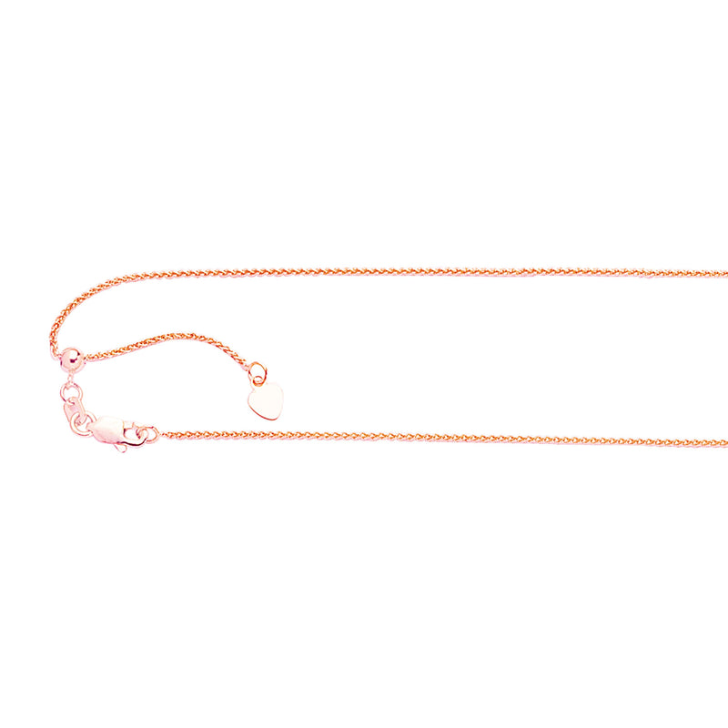14K Gold 1mm Adjustable Wheat Chain 