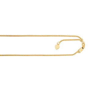 14K Gold 1.3mm Adjustable Popcorn Chain 