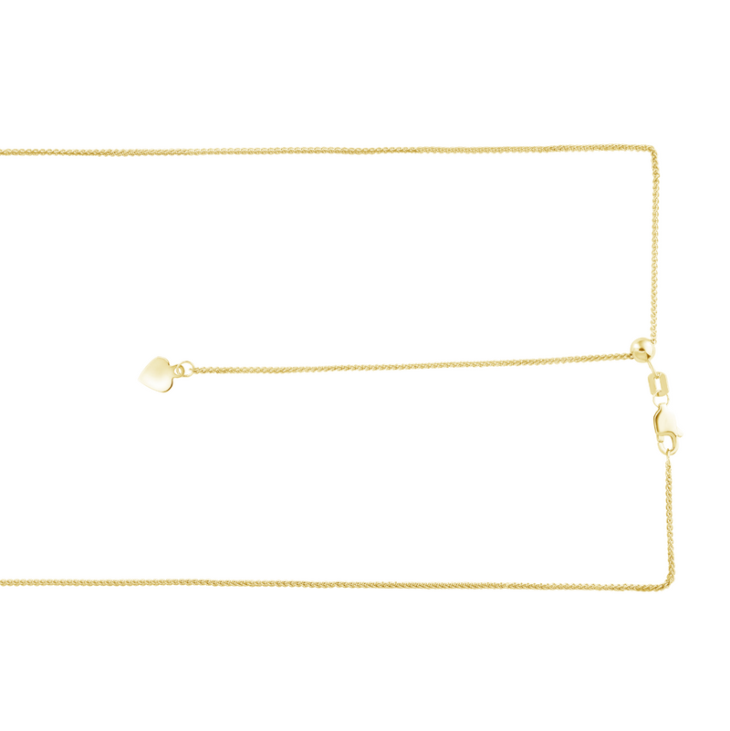 14K Gold 1mm Adjustable Wheat Chain 