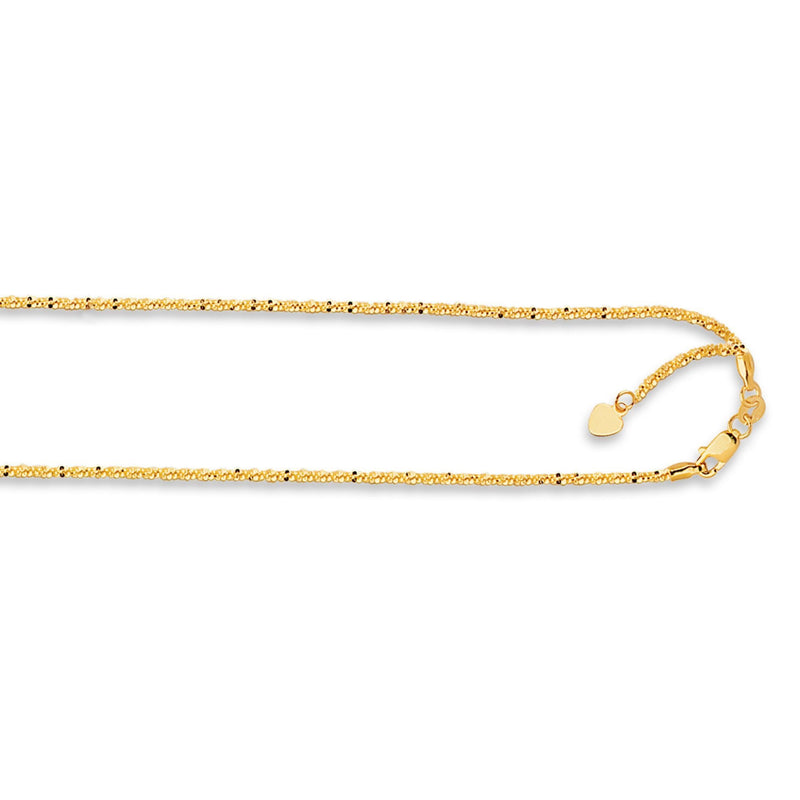 14K Gold 1.2mm Adjustable Sparkle Chain