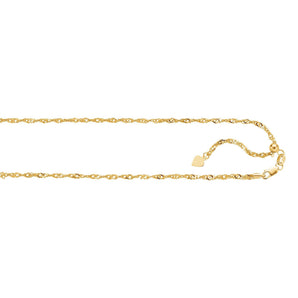 14K Gold 1.4mm Adjustable Singapore Chain