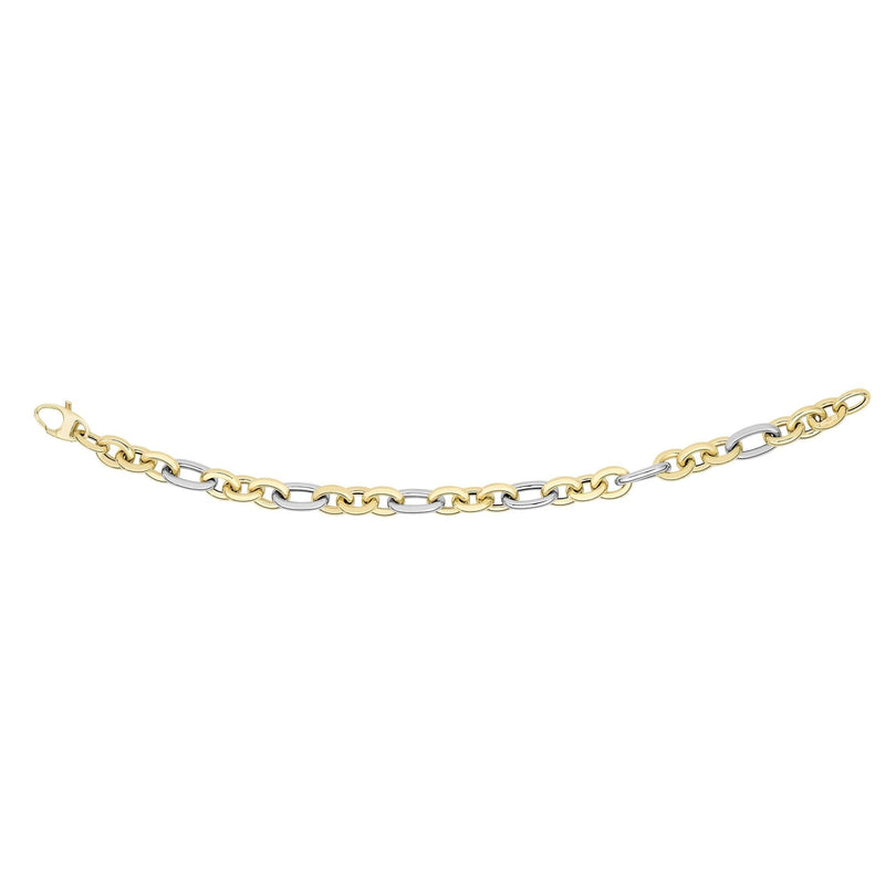 14K Gold Alternating Three Plus One Heritage Link Bracelet 
