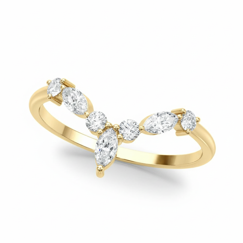 1/3 ctw Band Marquise & Round — Yellow Gold