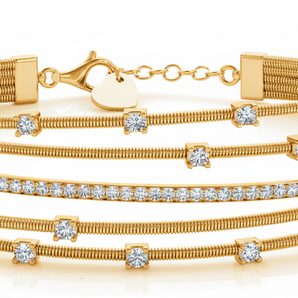 5/8 ctw Lab-Grown Italian Diamond Bangle — Yellow Gold