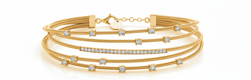 5/8 ctw Lab-Grown Italian Diamond Bangle — Yellow Gold