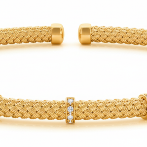 1/10 ctw Natural Italian Diamond Bangle — Yellow Gold