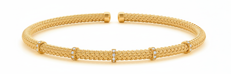 1/10 ctw Natural Italian Diamond Bangle — Yellow Gold