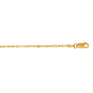 14K Gold 1.3mm Diamond Cut Bar and Bead Chain