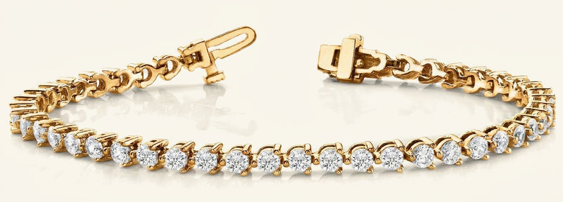 4 ctw Bracelet In-Line Prong-Set — Yellow Gold