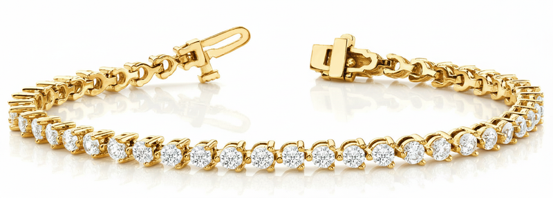 5 ctw Bracelet In-Line Prong-Set — Yellow Gold