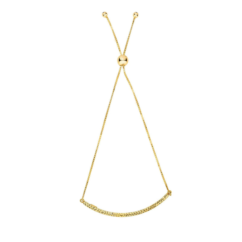 14K Gold Curved Bar Friendship Bracelet