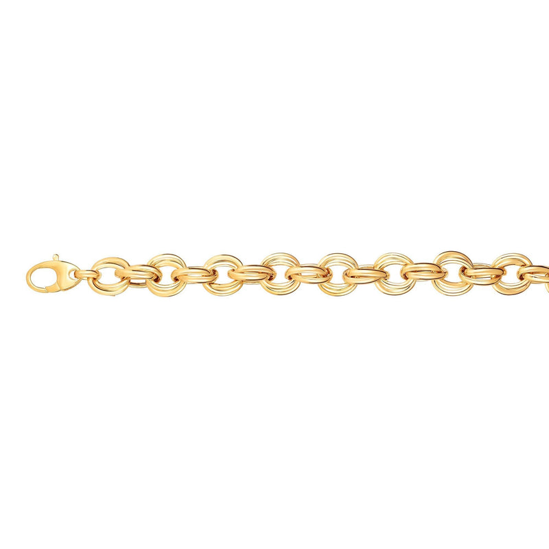 14K Gold Round Double Link Bracelet