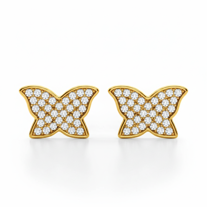 5/8 ctw Butterfly Earrings — Yellow Gold