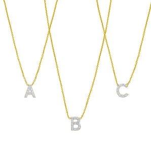 14K Mini Diamond Initial - ALL LETTERS