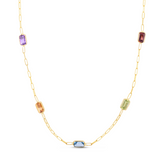 14K Multi-Gemstone Paperclip Chain