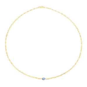 14K Blue Topaz Mirrored Chain