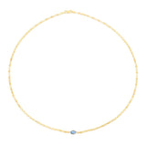 14K Blue Topaz Mirrored Chain