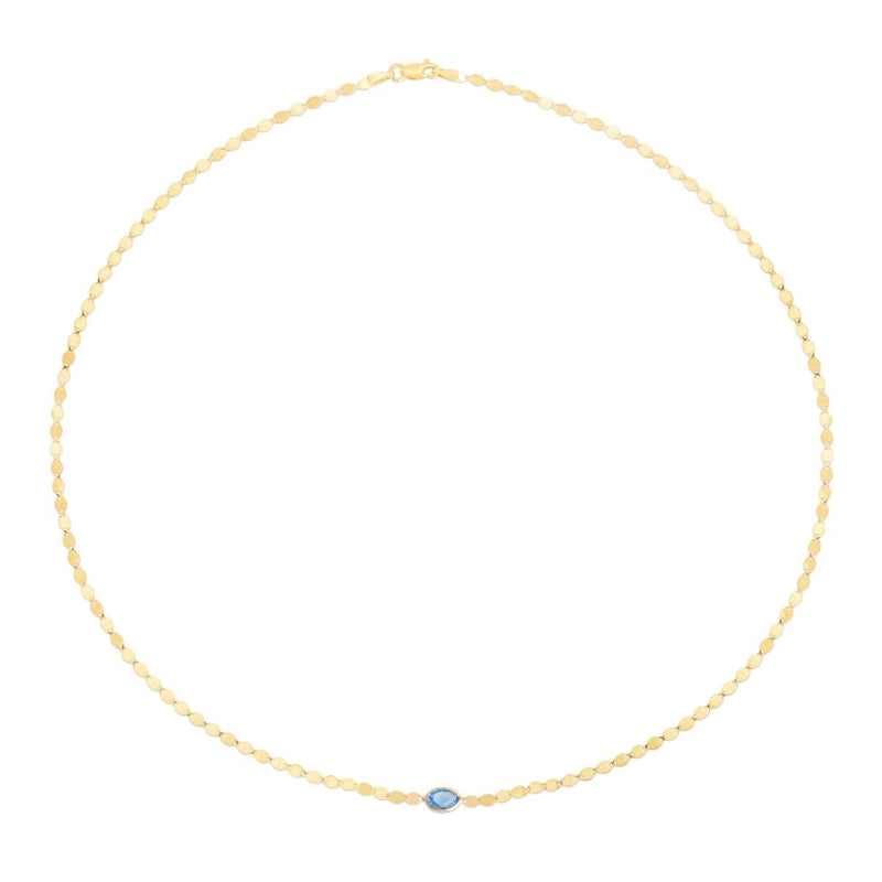 14K Blue Topaz Mirrored Chain