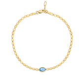 14K Blue Topaz Mirrored Chain