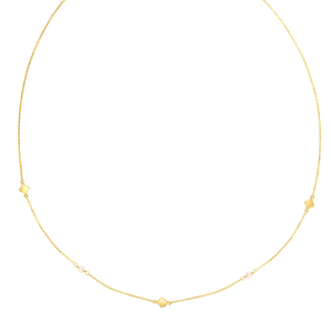 14K Gold Pearl Clover Chain