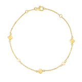 14K Gold Pearl Clover Chain