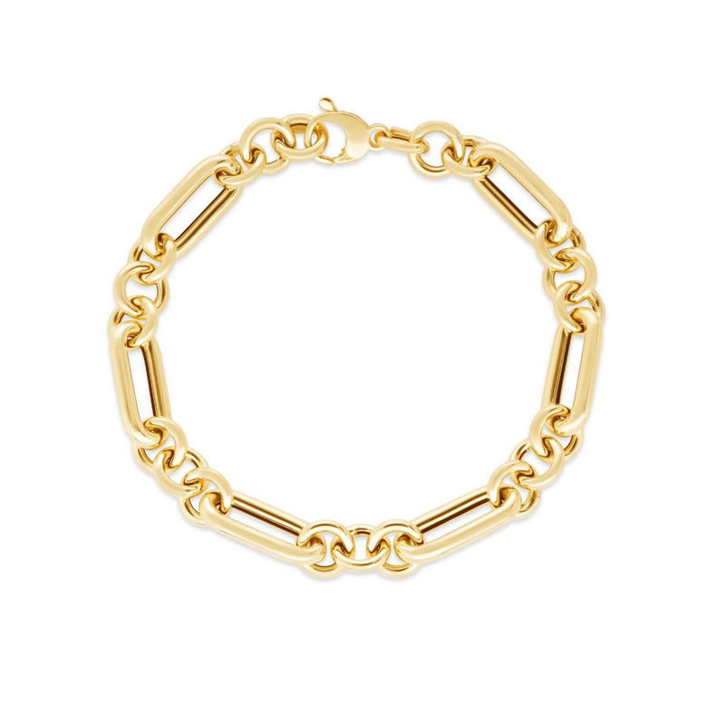 14K Gold Metropolitan Alternating Paperclip Round Links Chain 