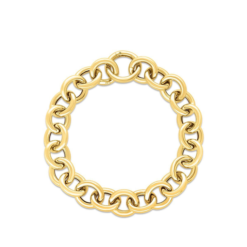 14K Gold Round Link Push Clasp Chain