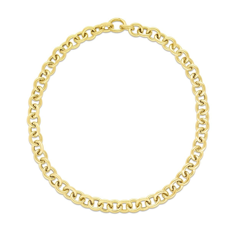 14K Gold Round Link Push Clasp Chain