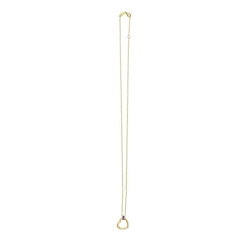 14K Baguette Gemstone Heart Necklace
