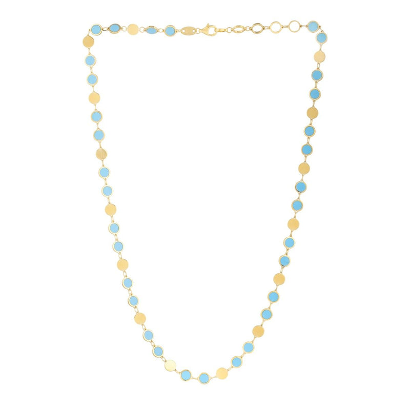14K Turquoise Geometric Mirror Gem Chain