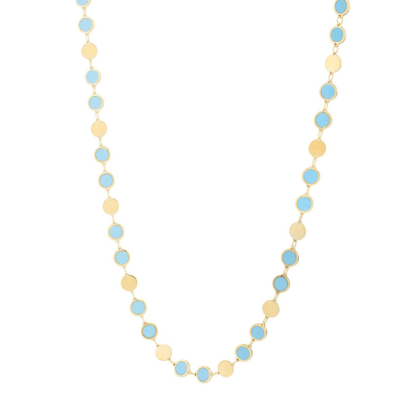 14K Turquoise Geometric Mirror Gem Chain