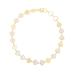 14K MOP Heart Mirror Gem Chain