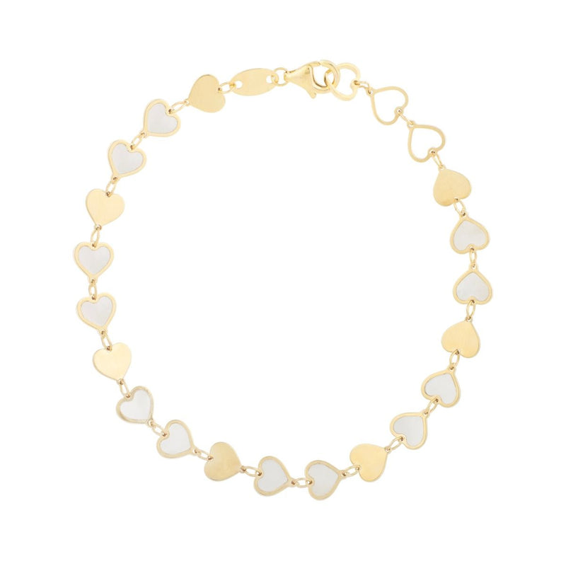 14K MOP Heart Mirror Gem Chain