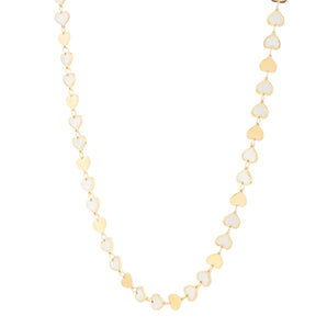 14K MOP Heart Mirror Gem Chain