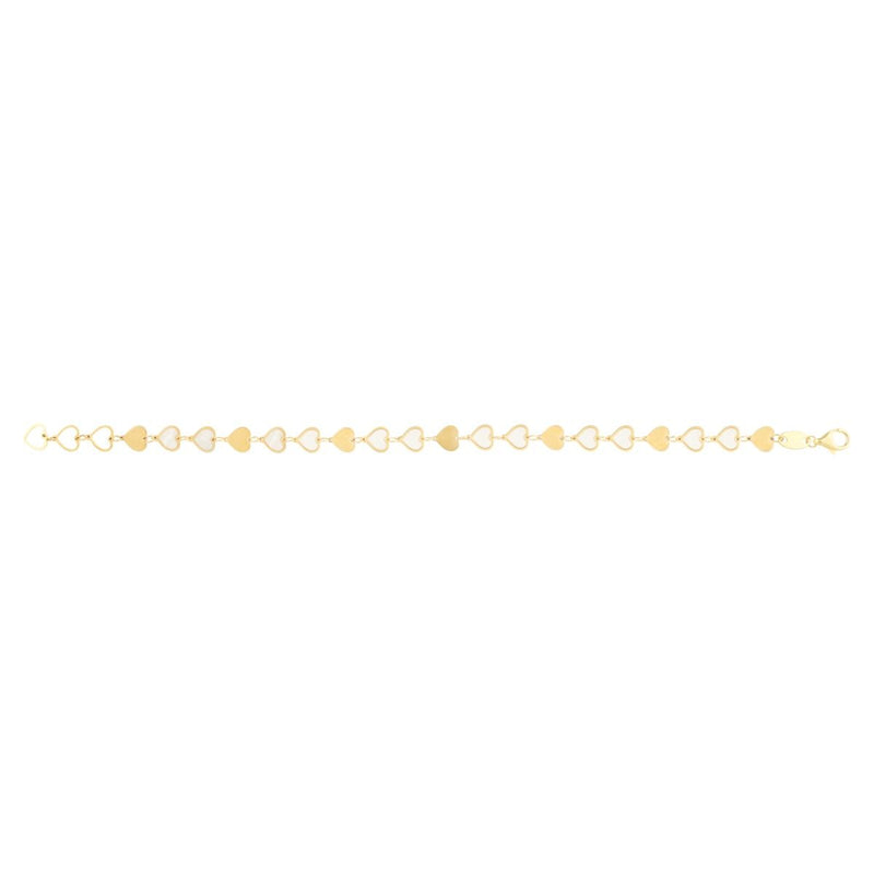 14K MOP Heart Mirror Gem Chain
