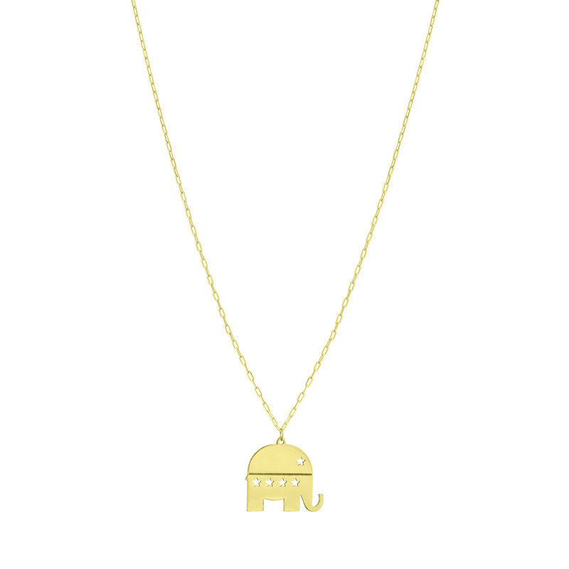 14K Gold Elephant Necklace 