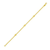 14K Heart Station Bead Bracelet
