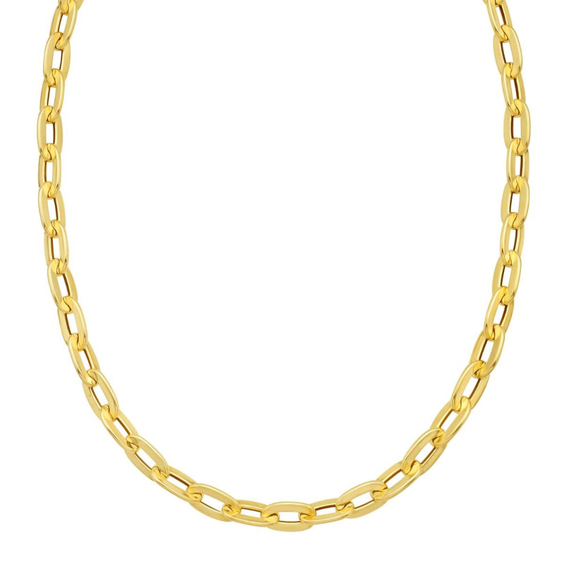 14K Long Mirror Rolo Link Chain